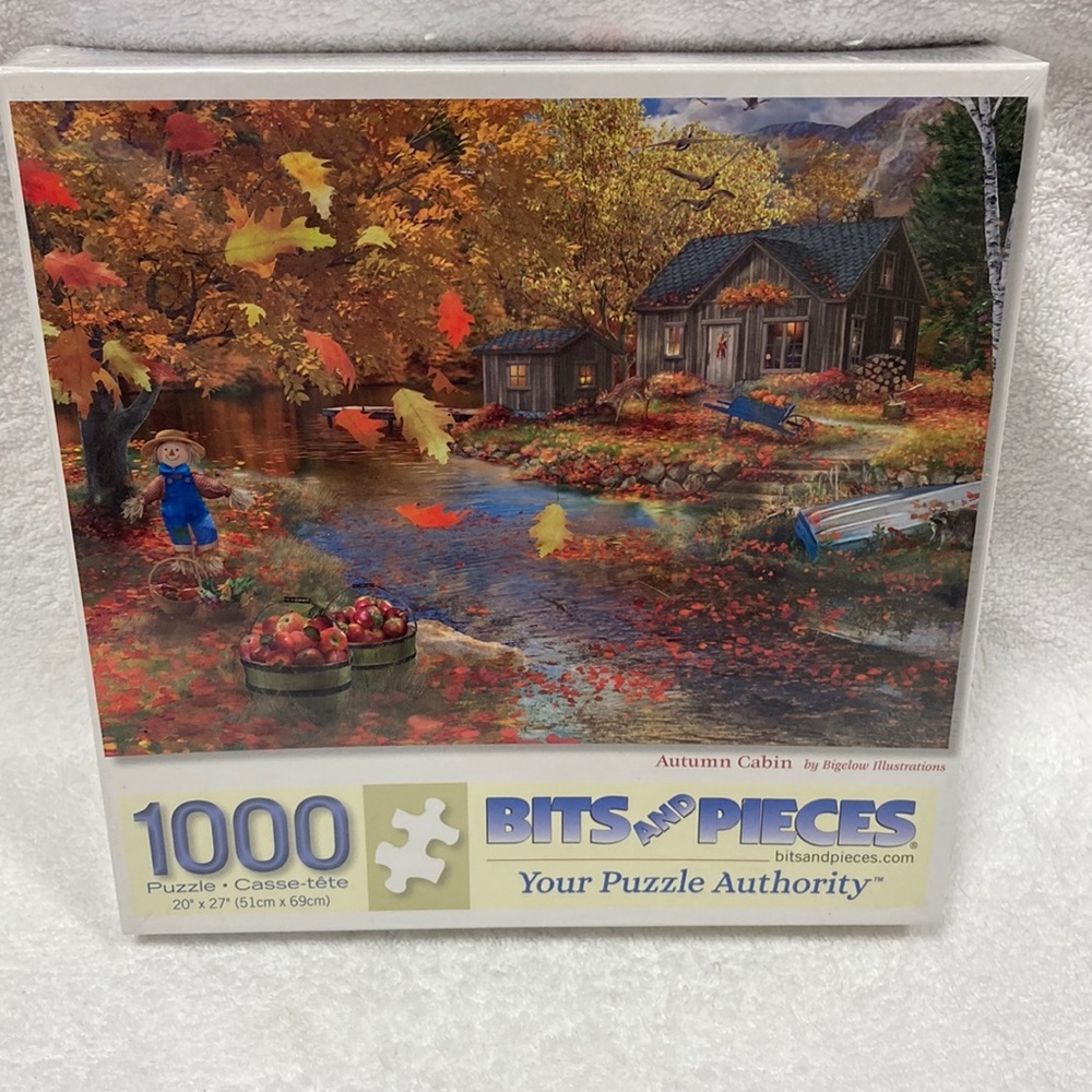 NWT bits and pieces 1000 pc autumn cabin puzzle